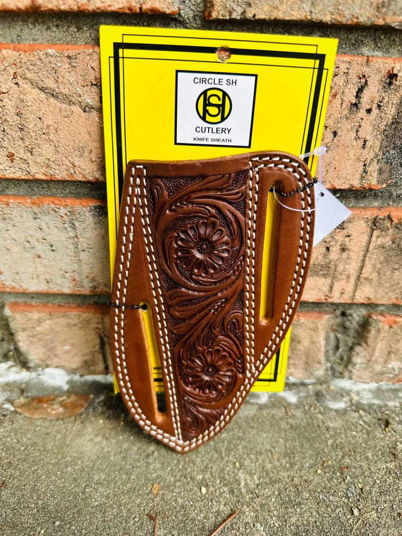 Twisted T Western & More Ranger Belt Company Brown Leather Floral Knife Sheath