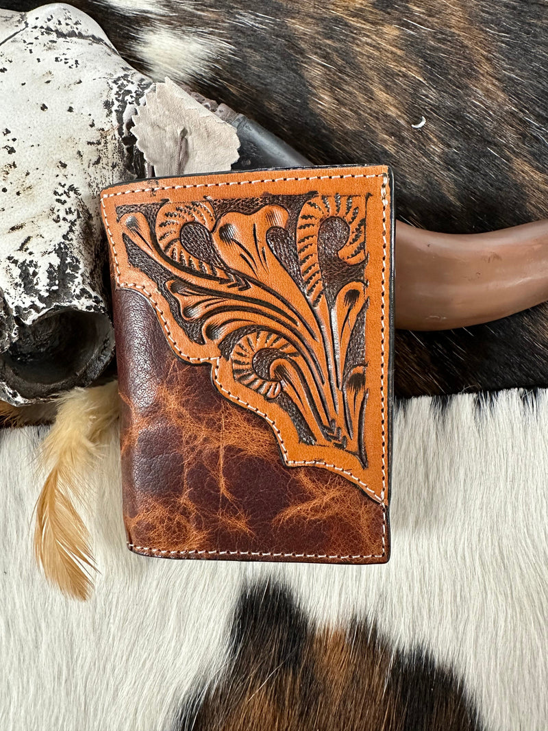 Twisted T Western & More Tri Fold Ranger Brown/Tan Distressed/Floral Wallet