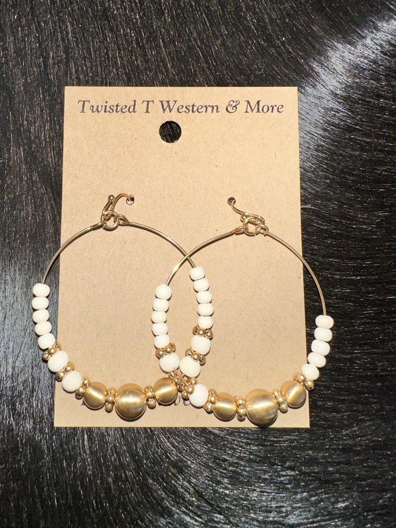 Twisted T Western & More Robyn Ivory Beaded Hoop Earrings