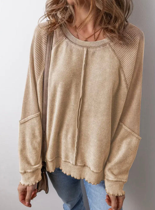 Twisted T Western & More Round Neck Reversible LS Sweatshirt in Tan