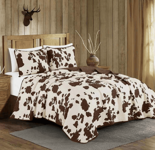 Twisted T Western & More Rustic Cowhide Brown Bedspread Quilt