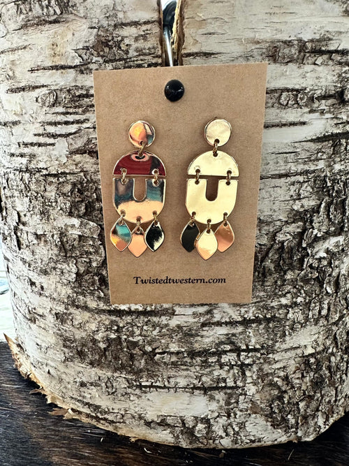 Twisted T Western & More Shiny Gold Geometric Earrings