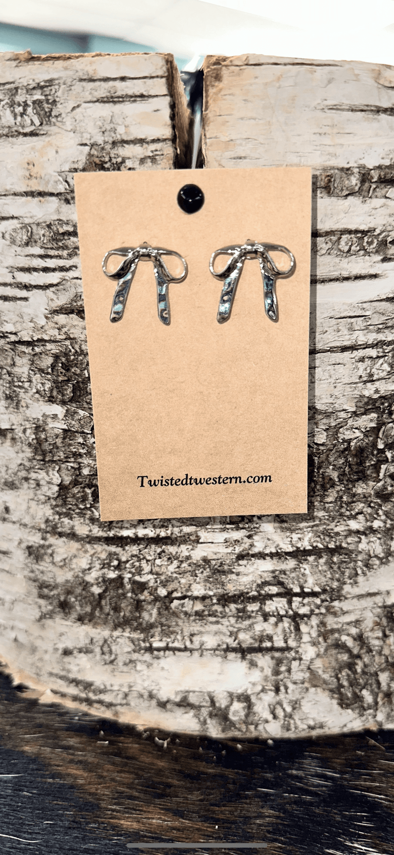 Twisted T Western & More Silver Bow Stud Earrings