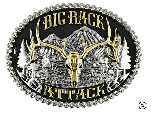 Twisted T Western & More Silver, Gold, and Black “Big Rack Attack” Belt Buckle