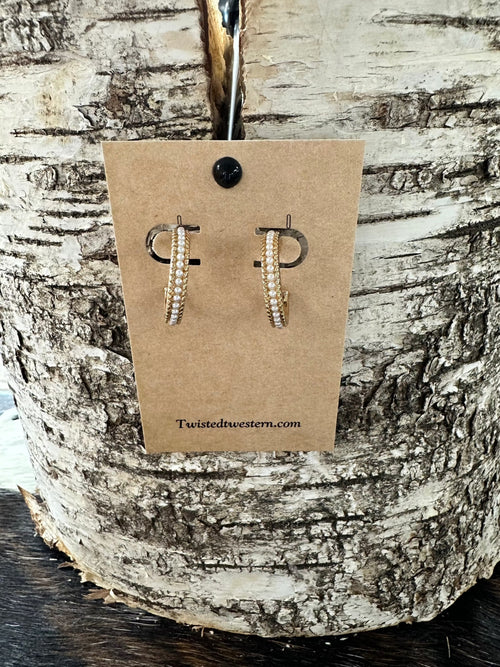 Twisted T Western & More Small Gold & Pearl Earrings