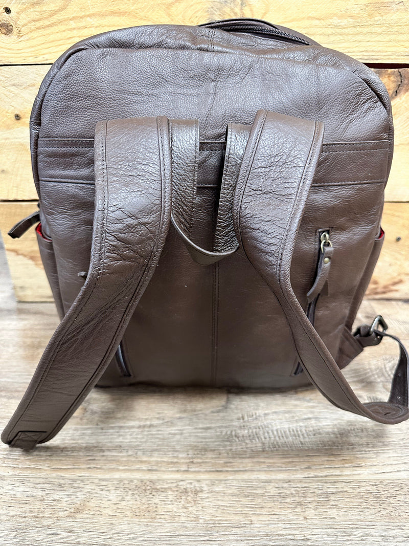 Twisted T Western & More Tooled Tan Cowhide/Leather Backpack with Tooling