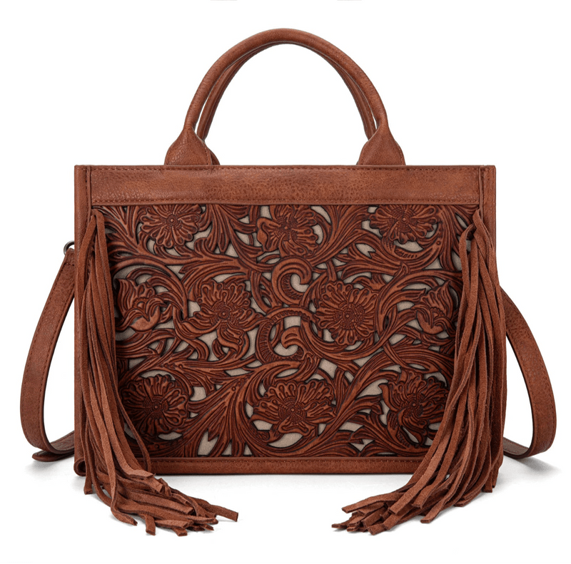 Twisted T Western & More Trinity Ranch Floral Tooled Fringe CC Tote/ Crossbody