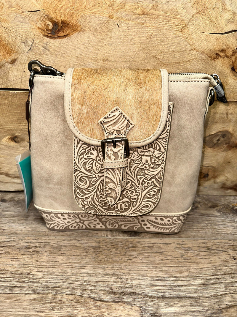 Twisted T Western & More Trinity Ranch Genuine Cowhide Concealed Carry Crossbody in Tan