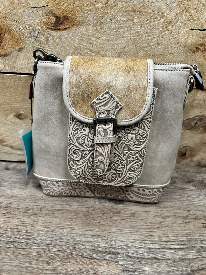 Twisted T Western & More Trinity Ranch Genuine Cowhide Concealed Carry Crossbody in Tan