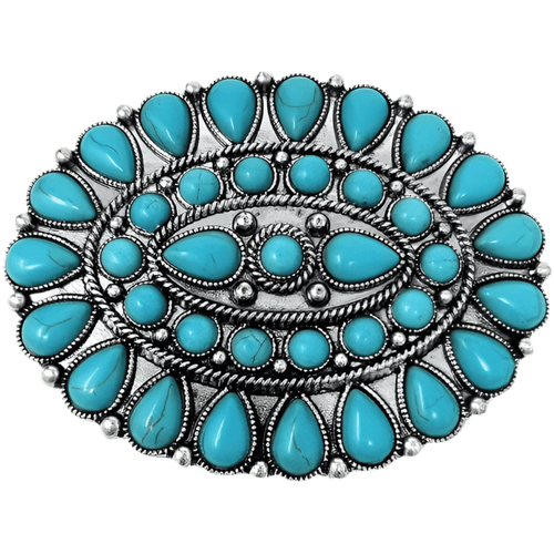 Twisted T Western & More Turquoise and Silver Stone Belt Buckle