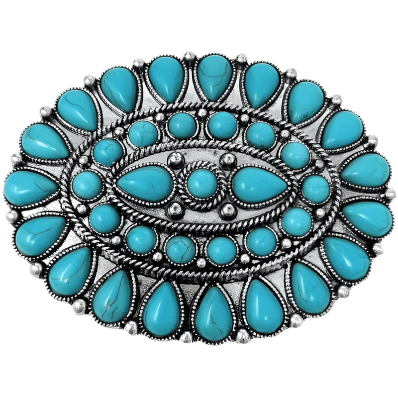Twisted T Western & More Turquoise and Silver Stone Belt Buckle