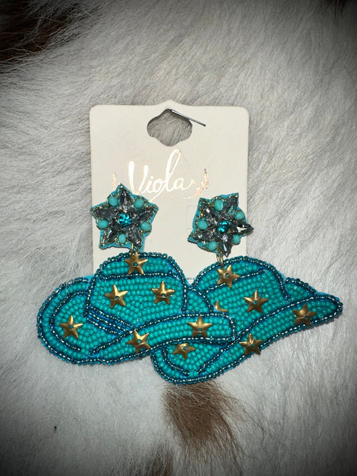 Twisted T Western & More Turquoise Cowgirl Hat Earrings