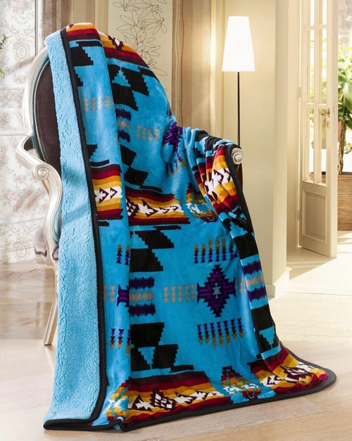 Twisted T Western & More Turquoise Silk Sherpa Throw
