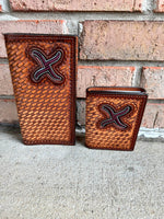 Twisted T Western & More Twisted X Basketweave Wallet with Embroidered Inlay