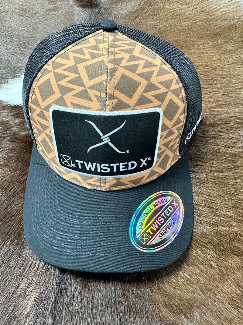 Twisted T Western & More Twisted X Black/Orange Aztec Men’s Ball Cap