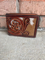 Twisted T Western & More Bi-Fold Twisted X Calf Inlay and Leather Wallet