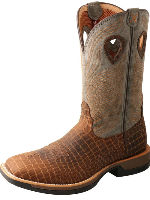 Twisted T Western & More Twisted X Mens 12" Brown & Grey Wide Square Toe Tech X Boot