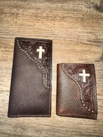 Twisted T Western & More Wallets & Money Clips Brown Leather Wallet with Hair on Cross Design