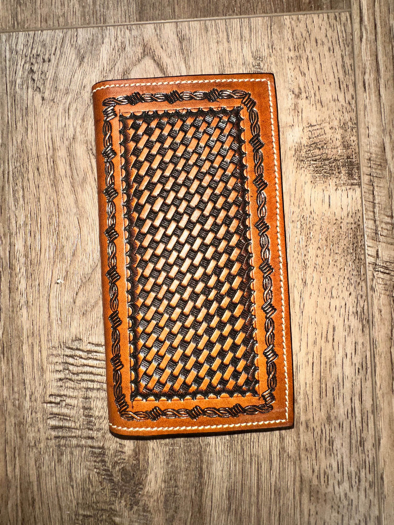 Twisted T Western & More Wallets & Money Clips Ranger Leather Cognac Basketweave Rodeo Wallet