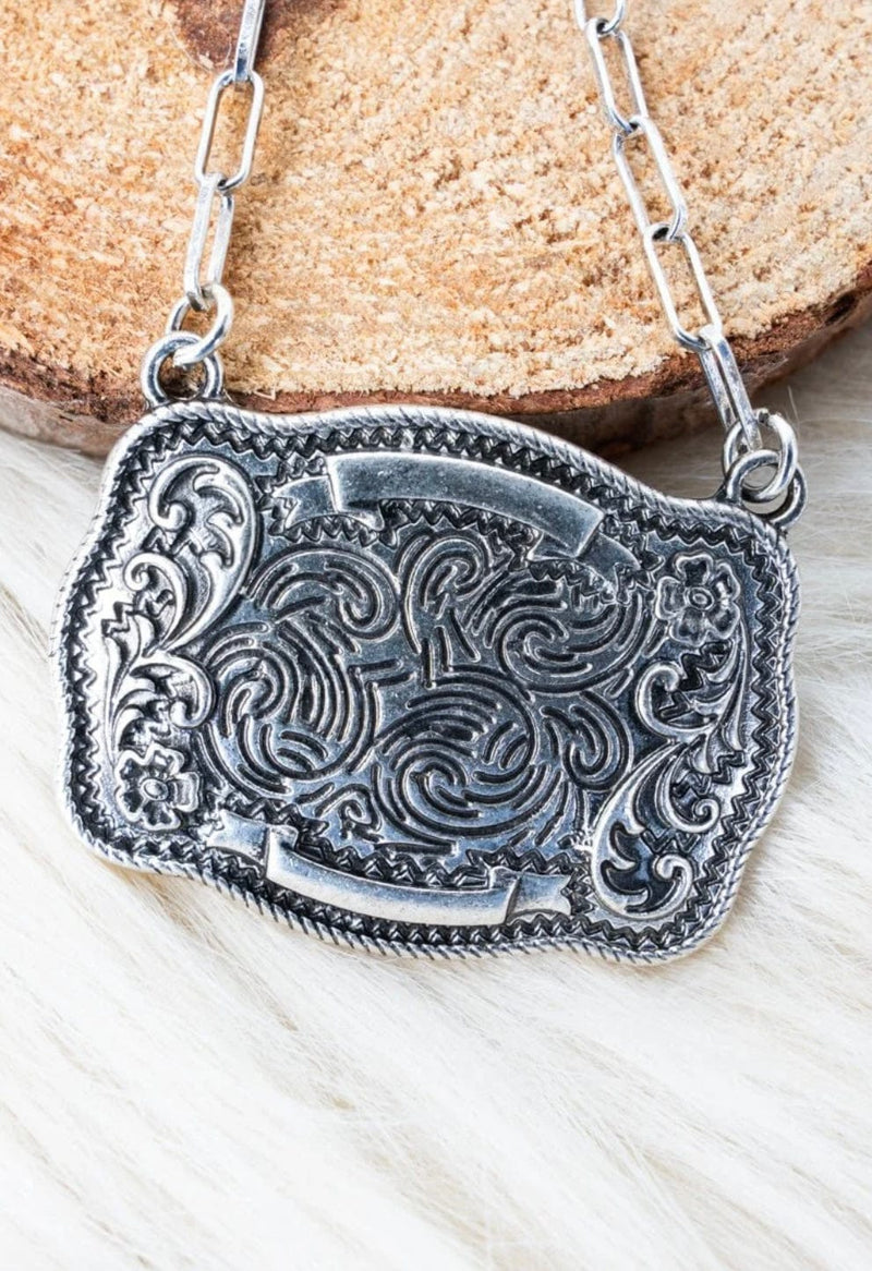 Twisted T Western & More Western Buckle Silverstone Necklace