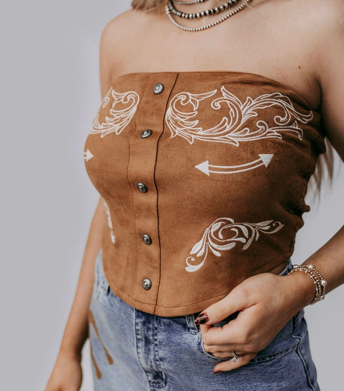 Twisted T Western & More Western Girl Tube Top in Brown