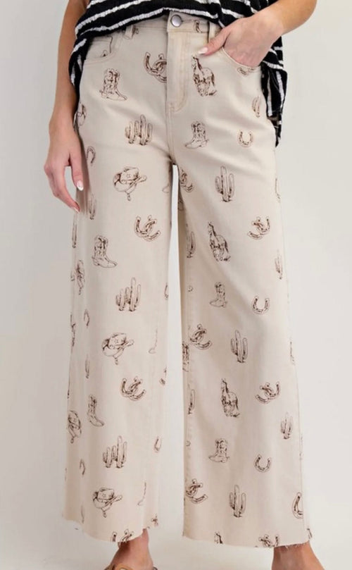 Twisted T Western & More Western Printed Wide Leg Pants