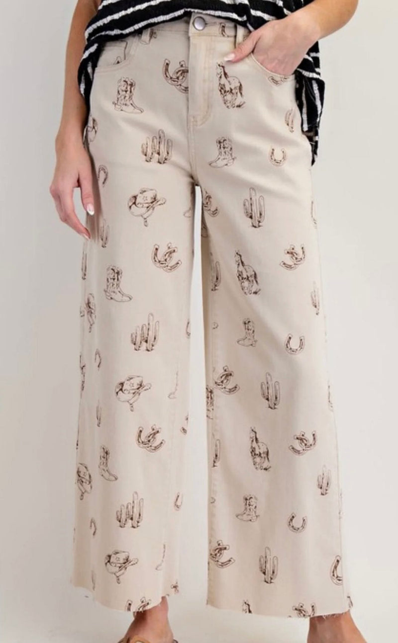 Twisted T Western & More Western Printed Wide Leg Pants