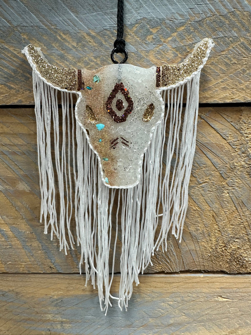 Twisted T Western & More White & Gold w/ Teal Stones Medium Bull Freshie (Cowboy)