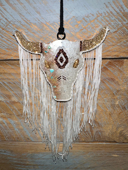 Twisted T Western & More White & Gold w/ Teal Stones Medium Bull Freshie (Cowboy)