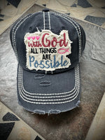 Twisted T Western & More Dark Grey “With God, All Things are Possible” Ball Cap