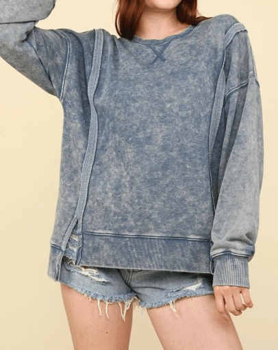 Twisted T Western & More Women’s Curvy Acid Wash Denim Sweatshirt