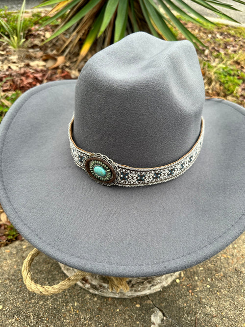 Twisted T Western & More Women’s Grey Wide Brim Felt Hat with Hat Band