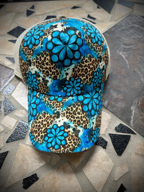 Twisted T Western & More Women’s Western Concho/Cheetah Print Pony Tail Ball Cap