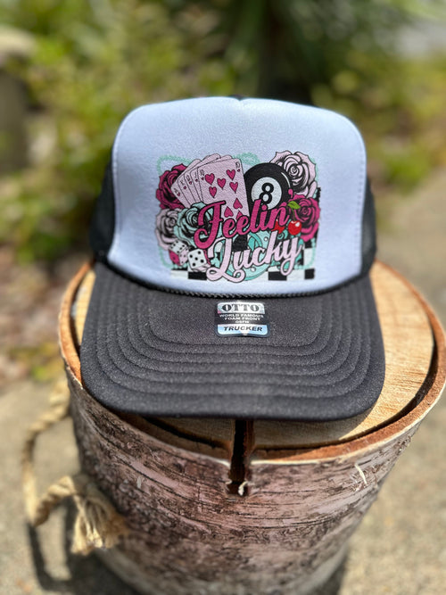 Twisted T Western & More Womens Black “Feelin’ Lucky” Trucker Hat