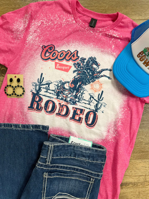 Twisted T Western & More Womens Coors Rodeo Pink Bleached T-Shirt