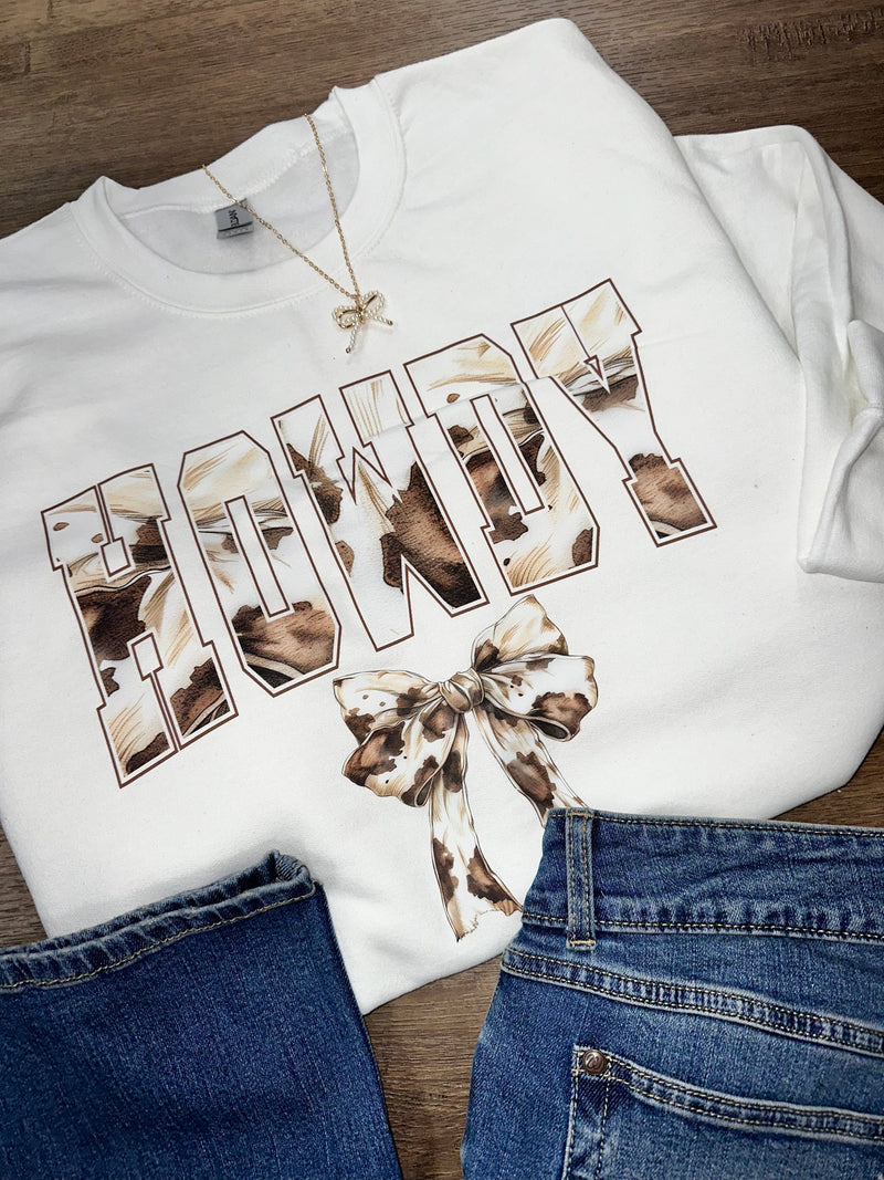 Twisted T Western & More Womens Croquet Cowhide “Howdy” Western Sweatshirt