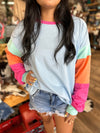 Twisted T Western & More Womens LS Color Block Tee in Blue