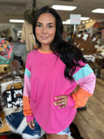 Twisted T Western & More Womens LS Color Block Top in Pink