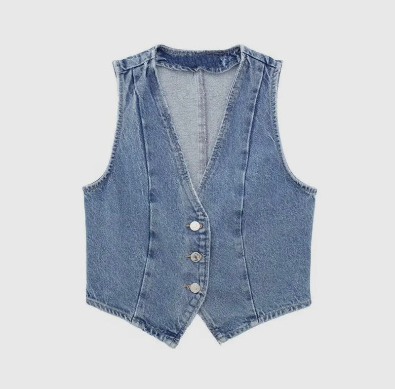 Twisted T Western & More Womens Medium Wash Denim Vest