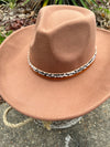 Twisted T Western & More Womens Taupe Wide Brim Felt Hat with Leopard Hat Band