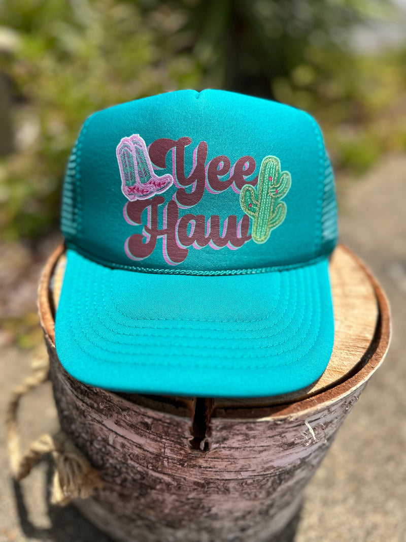 Twisted T Western & More Womens Turquoise “Yee Haw” Trucker Hat