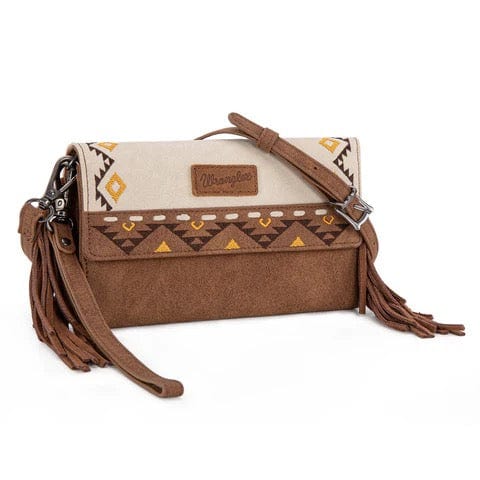 Twisted T Western & More Wrangler Aztec Embroidered Fringe Wallet/ Crossbody