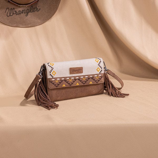Twisted T Western & More Wrangler Aztec Embroidered Fringe Wallet/ Crossbody