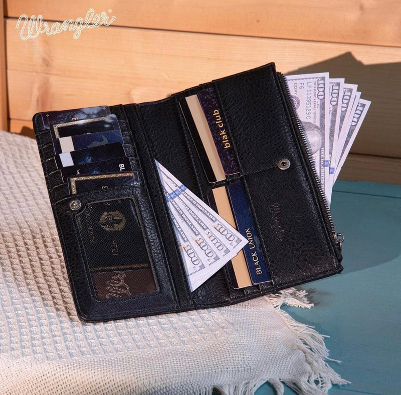 Twisted T Western & More Wrangler Boot Scroll Wallet in Black
