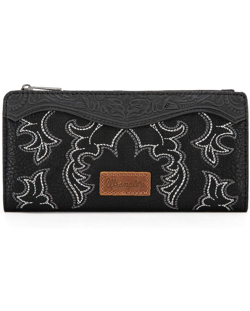 Twisted T Western & More Wrangler Boot Scroll Wallet in Black