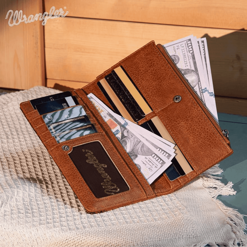 Twisted T Western & More Wrangler Boot Scroll Wallet in Brown