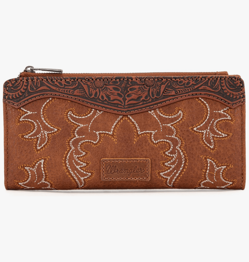 Twisted T Western & More Wrangler Boot Scroll Wallet in Brown