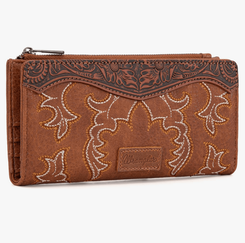 Twisted T Western & More Wrangler Boot Scroll Wallet in Brown