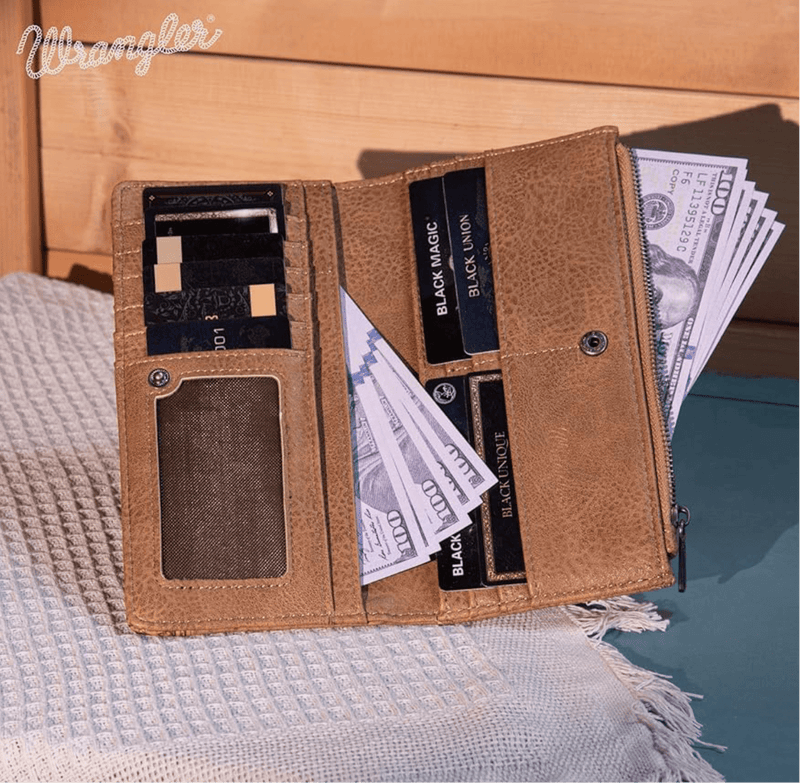 Twisted T Western & More Wrangler Boot Scroll Wallet in Khaki