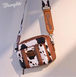 Twisted T Western & More Wrangler Brown Cow Print Crossbody Bag